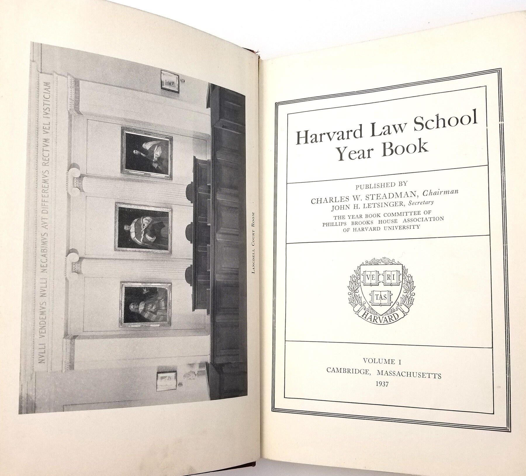 Harvard Law School Yearbook 19371938 Volume 1 Cambridge Etsy