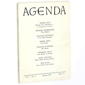 Agenda (1969) London Literary Journal ~ Ezra Pound ~ William Stafford ~ Herbert Reed