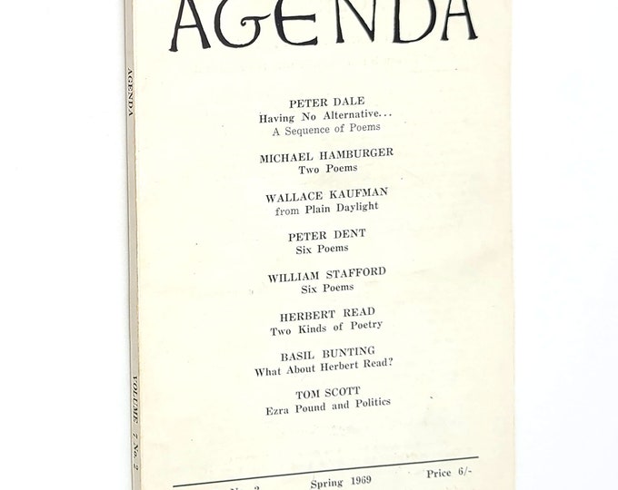 Agenda (1969) London Literary Journal ~ Ezra Pound ~ William Stafford ~ Herbert Reed