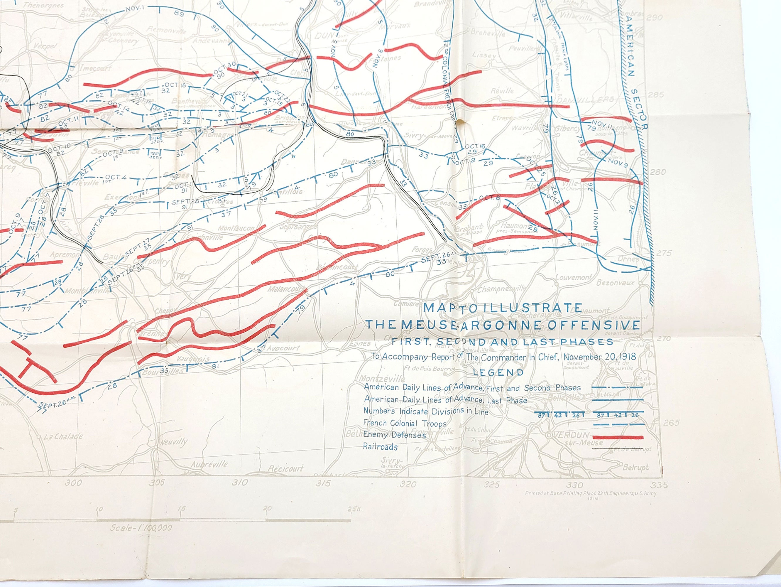 1918 US Army Map To Illustrate The Meuse Argonne Offensive World War 1918 US Army Map To Illustrate The Meuse Argonne Offensive World War