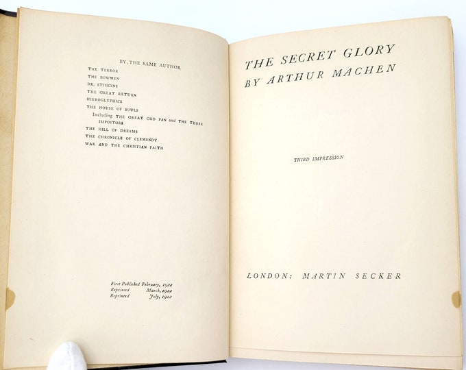 The Secret Glory 1922 Arthur Machen ~ early printing