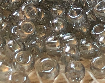 TOHO Round Seed Beads, 8/0, Transparent-Lustered Black Diamond, (TR-08-112), Qty 20 grams, 3mm Seed Beads