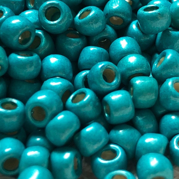 NEW* TOHO Round Seed Beads, 6/0, PermaFinish - Frosted Galvanized Teal, (TR-06-PF569F), Qty 20 grams, 4mm Seed Beads