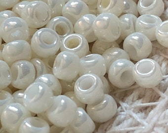 NEW* TOHO Round Seed Beads, 8/0, Opaque - Lustered Navajo White, (TR-08-122), Qty 20 grams, 3mm Seed Beads