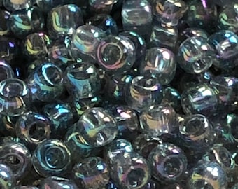TOHO Round Seed Beads, 11/0, Transparent-Rainbow Black Diamond, (TR-11-176), Qty 20 grams, 2.2mm Seed Beads