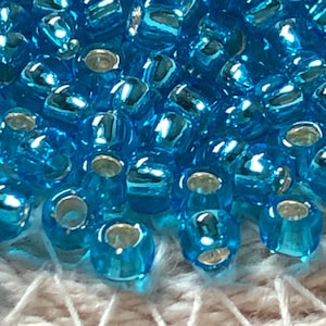 NEU * runde TOHO-Rocailles, 8/0, Silver-Lined Dark Aqua, (TR-08-23B), Qty 20 Gramm, 3 mm Rocailles