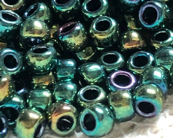 NUOVO* TOHO Round Seed Beads, 6/0, Higher - Metallic Iris - Verde, (TR-06-507), Qty 20 grammi, 4mm Seed Beads