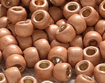 NEW* TOHO Round Seed Beads, 8/0, PermaFinish - Matte Galvanized Rose Gold, (TR-08-PF551F), Qty 20 grams, 3mm Seed Beads