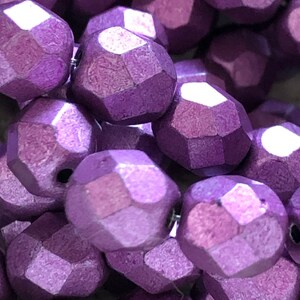 NEW** Czech Glass Round Fire-Polish, 6mm, ColorTrends: Saturated Metallic Spring Crocus, 25 Beads / Strand, Premium Czech Glass Beads