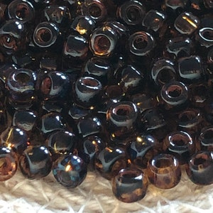 NEW* TOHO Round Seed Beads, 6/0, Hybrid Transparent Light Topaz-Picasso, (TR-06-Y313), Qty 20 grams, 4mm Seed Beads