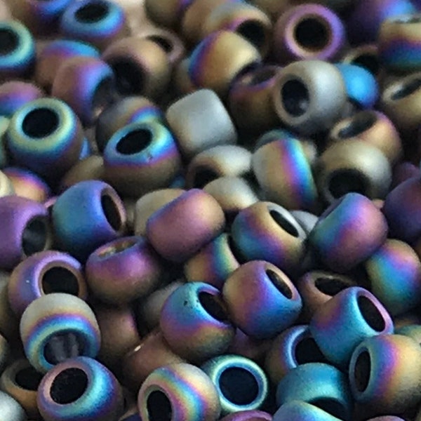 NEW* TOHO Round Seed Beads, 8/0 Opaque-Frosted-Rainbow Iris, (TR-08-86F), Qty 20 grams, 3mm Seed Beads
