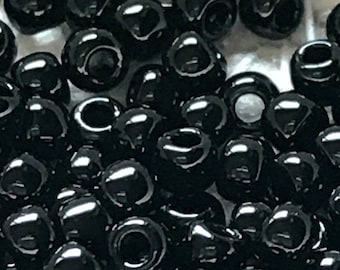 TOHO Round Seed Beads, 11/0 Opaque Jet, (TR-11-49), Qty 20 grams, 2.2mm Seed Beads
