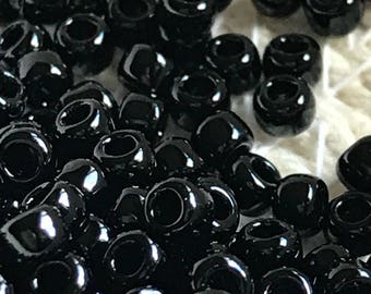 TOHO Round Seed Beads, 8/0 Opaque Jet, (TR-08-49), Qty 20 grams, 3mm Seed Beads