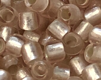NEW* TOHO Round Seed Beads, 11/0, Silver - Lined Frosted Rosaline, (TR-11-31F), Qty 20 grams, 2.2mm Seed Beads