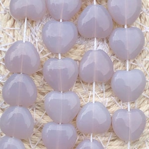 NEW* Czech Pressed Glass Heart Beads, 8mmx8mm, Milky Light Amethyst, Single Center Hole, Qty. 25 Beads / Strand