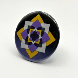Nonbinary Flower Pinback Button 1.45&quot; (dark)