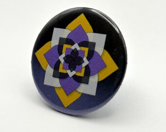 Nonbinary Flower Pinback Button 1.45" (dark)