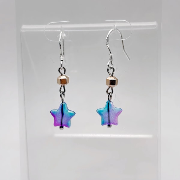 Glass Superstar KPop Demon Hunters Inspired Rumi Earrings on sterling silver earring hooks