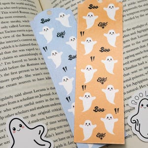 Halloween Spooky Cute Bookmark with Happy Ghosts