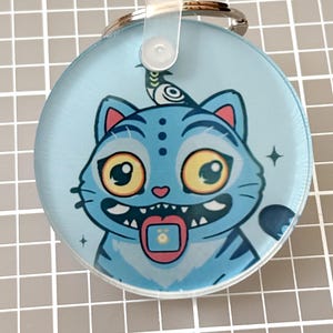 Acrylic Derpy Blue Tiger Keychain inspired by KPop Demon Hunters