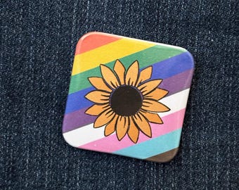 Hidden disability pride rainbow  button badge pin