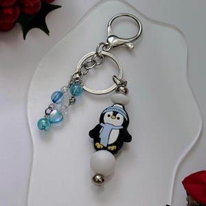 Christmas & Winter Bag Charm - Penguin with Winter Blue Hat and Scarf