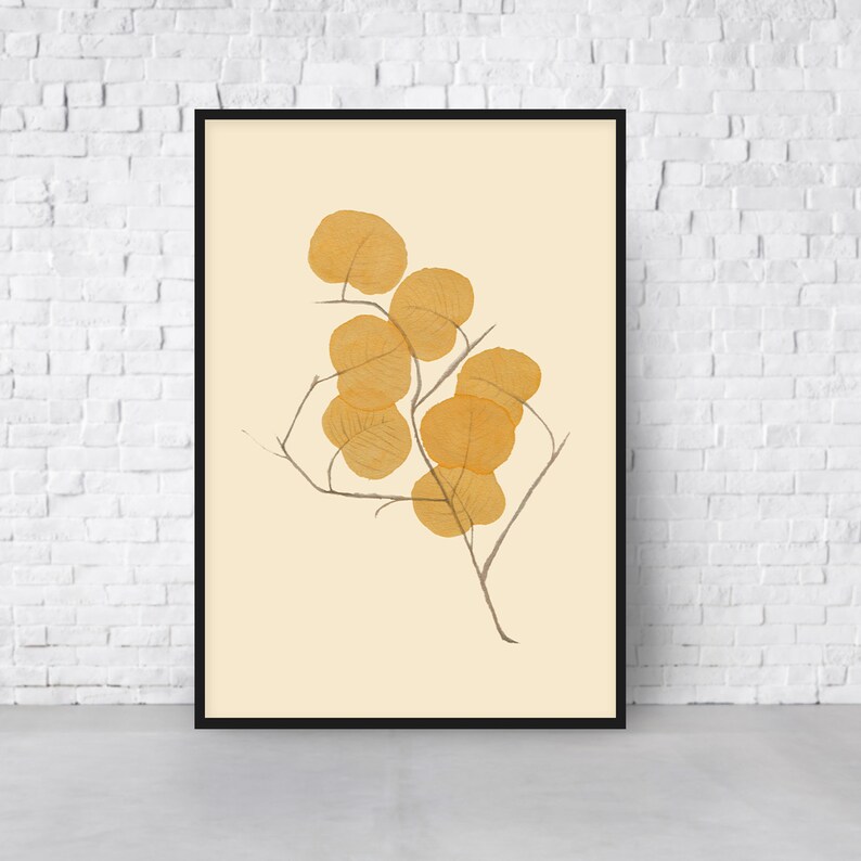 DIY print. Printable wall art Burnt orange leaves Digital download wall art Bohemian home decor