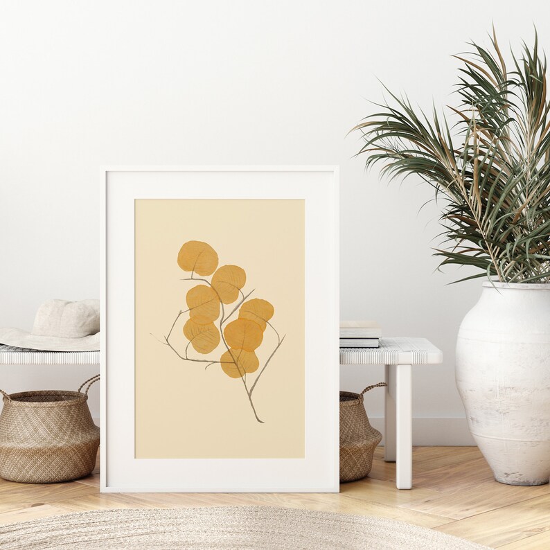 DIY print. Printable wall art Burnt orange leaves Digital download wall art Bohemian home decor
