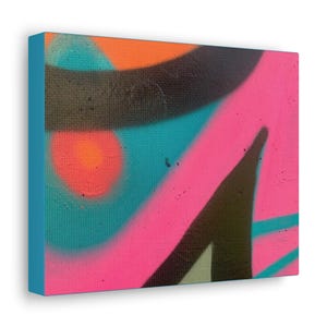 Canvas Wall Art, Turquoise Pink Abstract Street Art Graffiti Gallery Wrap, Modern Home Decor, Urban Artwork, Large Canvas Print, Bedroom
