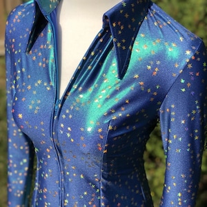 Starset Teal Gold Western Rodeo Stretch Show Shirt Rail Jacket Horsemanship Bling Youth Girls 4-10 Women XS S M L XL 2X 3X plus size