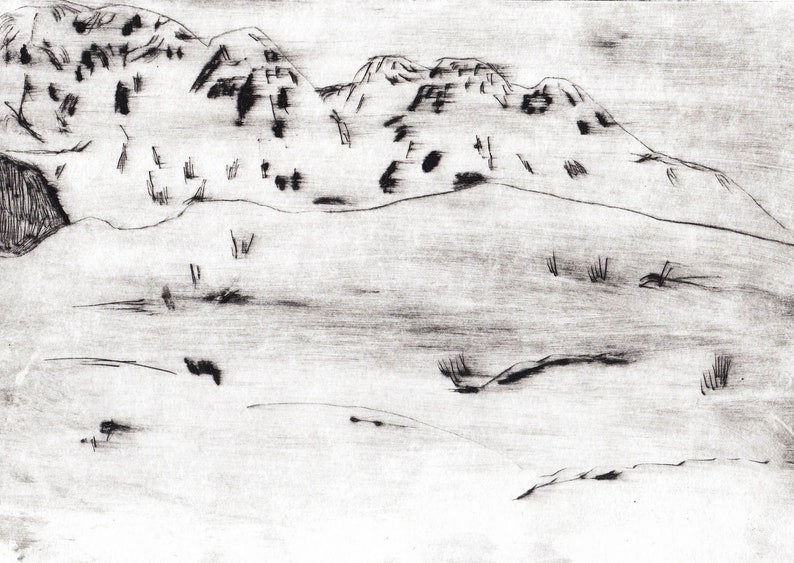 Mountains, Etch A5 Print image 2