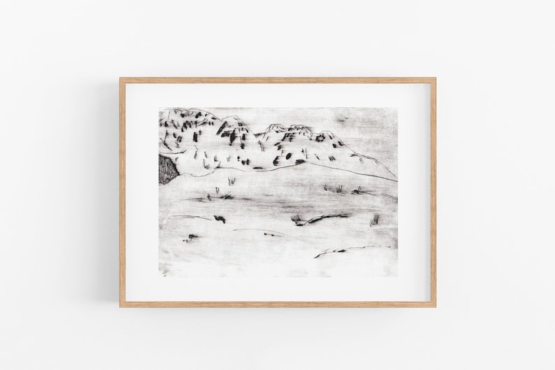 Mountains, Etch A5 Print image 1