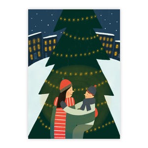 Abrazos navideños - Tarjeta navideña (2024) | Postal única | Conjunto de 5