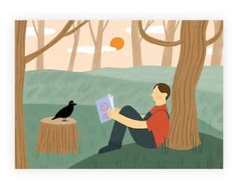 Reading to a Bird Friend - Postcard