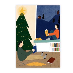 Alluvione di libri di Natale - Cartolina di Natale (2021) | Cartolina Singola | Set di 5