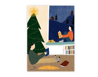 Christmas Book Flood - Christmas Card (2021) | Single Postcard | Set of 5