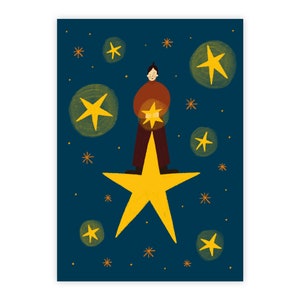Ragazza stellata - Cartolina di Natale (2023) | Cartolina Singola | Set di 5