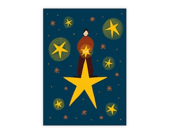 NEW! Starry Girl - Christmas Card (2023) | Single Postcard | Set of 5