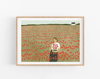 Picking Poppies - A4 Print