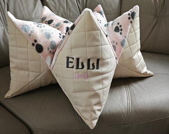 Sternenkissen für Hunde – personalisierbares Hundebett aus Fleece & Kunstleder