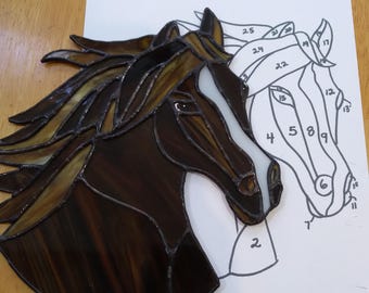 Motif vitrail tête de cheval