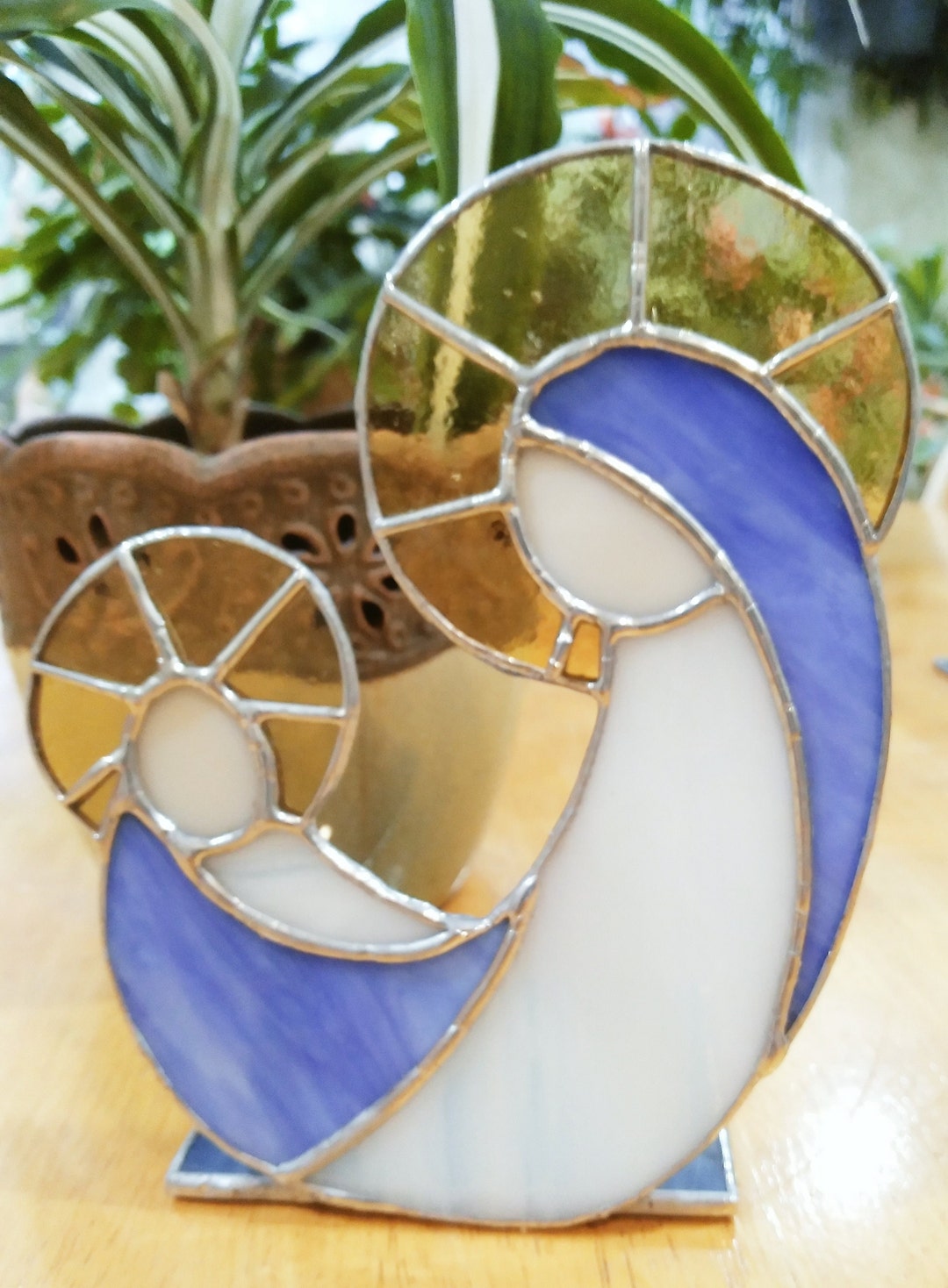 Madonna and Child Table Top Stained Glass Sun Catcher Etsy