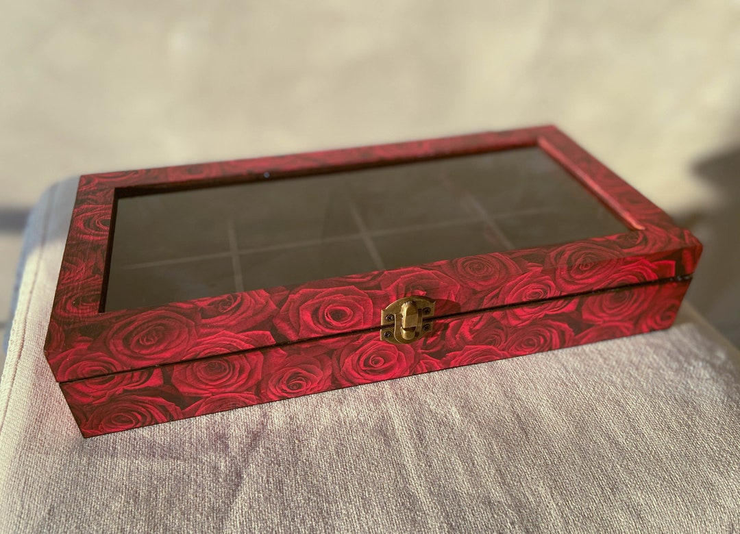 Wooden Tea Boxjewelry Boxtea Bags Organizerbox With Glass Etsy