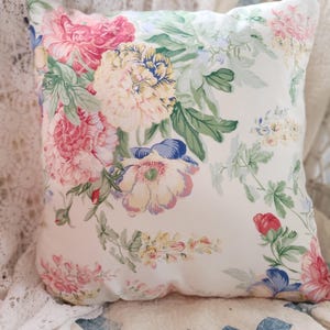 Pink Floral Pillow Cover, French  Country, Spring  Pillow Case, Cottage Style Linens