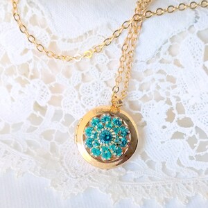Gold Pearl Locket Rhinestone Necklace Vintage Minimalist Locket 19 &quot;Chain Retro Locket Jewelry Small Picture Locket Retro Gold Retro Jewelry