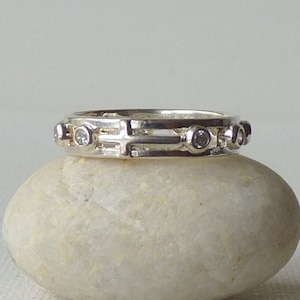 Sterling Silver Cubic Zircon Rosary Ring, Vintage Catholic Band Size 7, One Decade Rosary Ring, Christian Jewelry, Prayer Band Ring