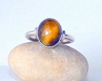 Sterling Silver Tiger's Eye 5 1/4 Vintage Ring 925 Silver Jewelry, Simple Tigers Eye Jewelry, Vintage Retro Jewelry, Old 925 Jewelry