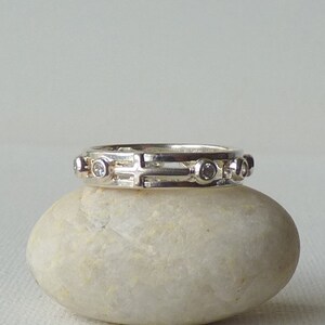 Sterling Silver Cubic Zircon Rosary Ring Size 6 Vintage Catholic Band Sz 6, One Decade Rosary Ring, Christian Jewelry, Prayer Band Ring 925