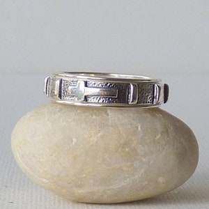 Sterling Silver Spinner Rosary Ring, Vintage Catholic Band Ring Size 8 1/2, One Decade Rosary Unisex Ring, Christian Prayer Band Ring 925