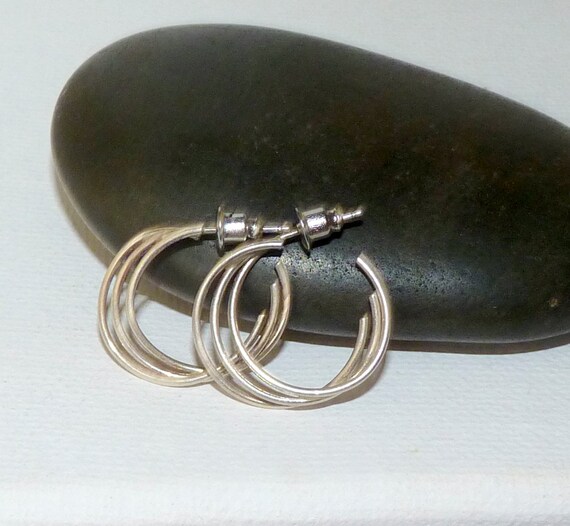 Sterling Silver Hoop Earrings 7/8" 925 Small Hoop… - image 3